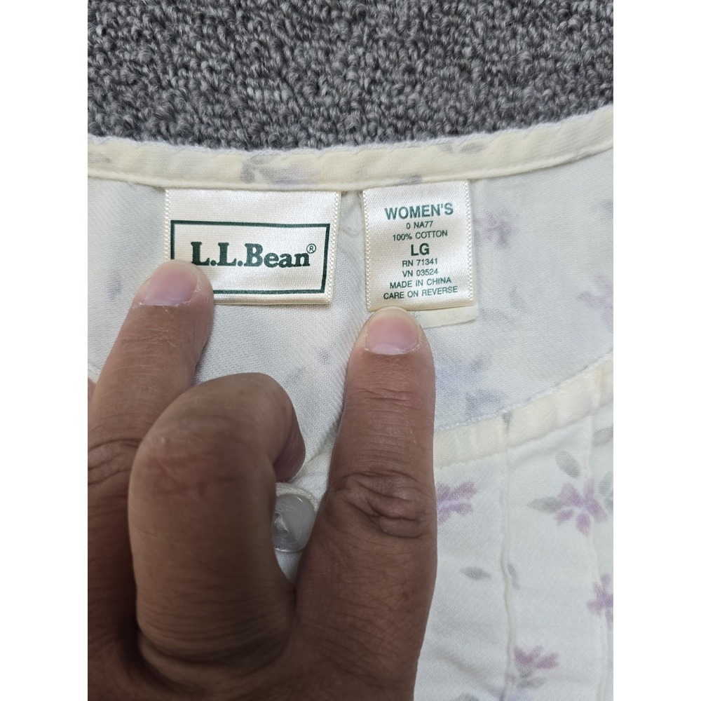 VTG L.L Bean 100% Cotton Floral Nightgown Size LARGE Grannycore/ Prairie - Picture 2 of 13